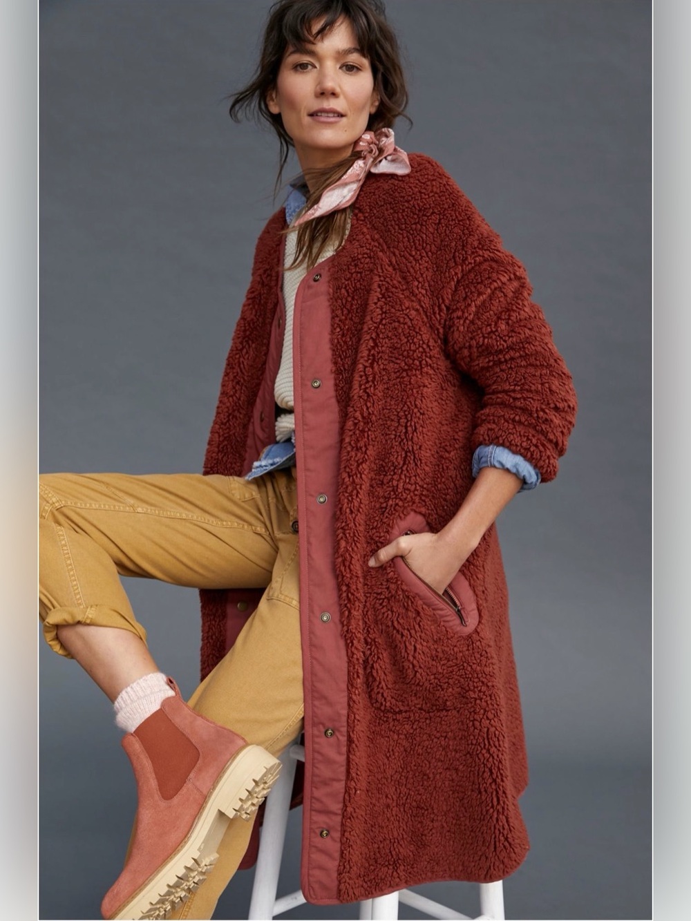 Anthropologie Margot Reversible Sherpa Coat
